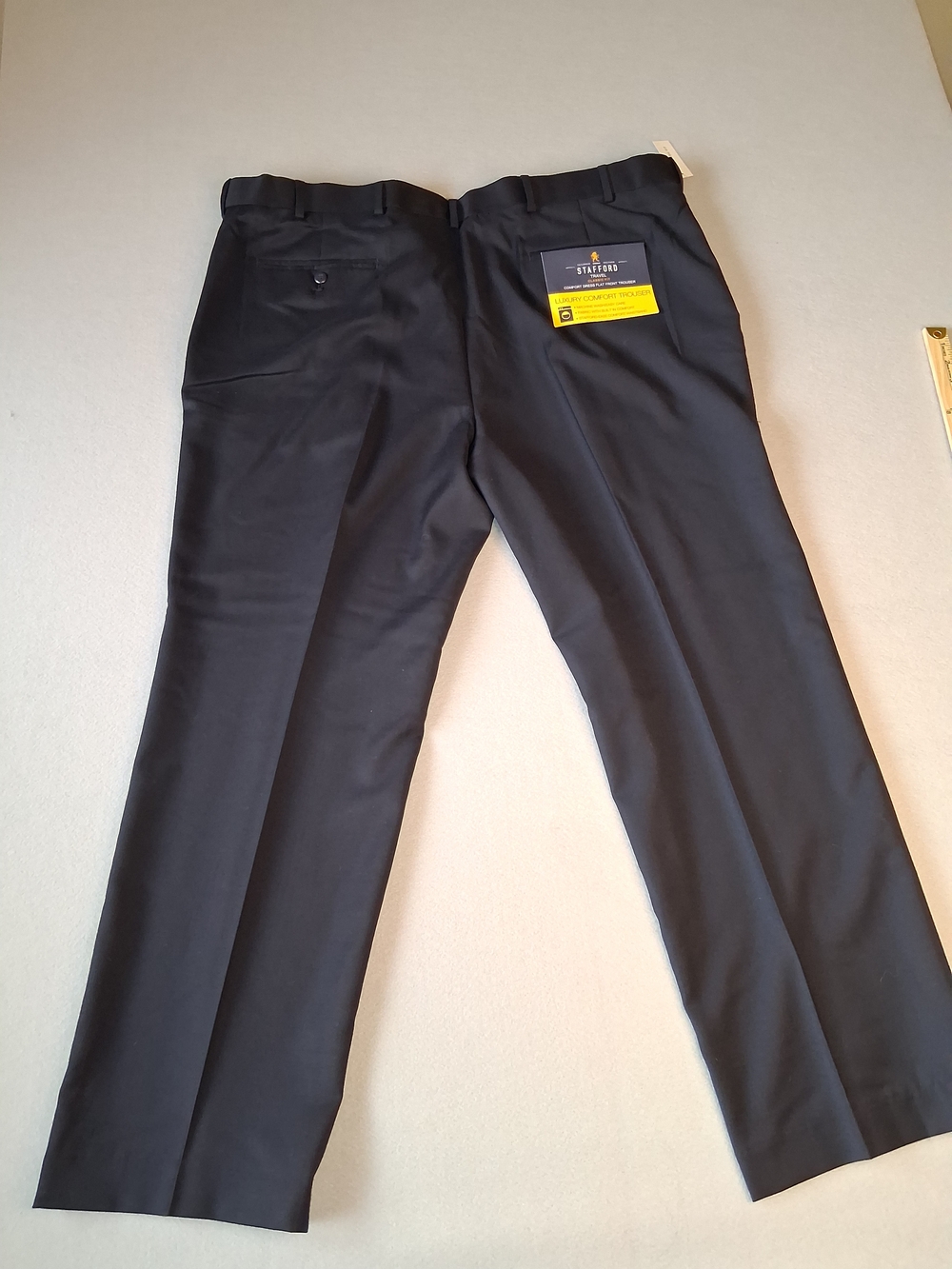 Stafford Black Men's Dress Pants - Classic Flat Front - Picture 8 of 8